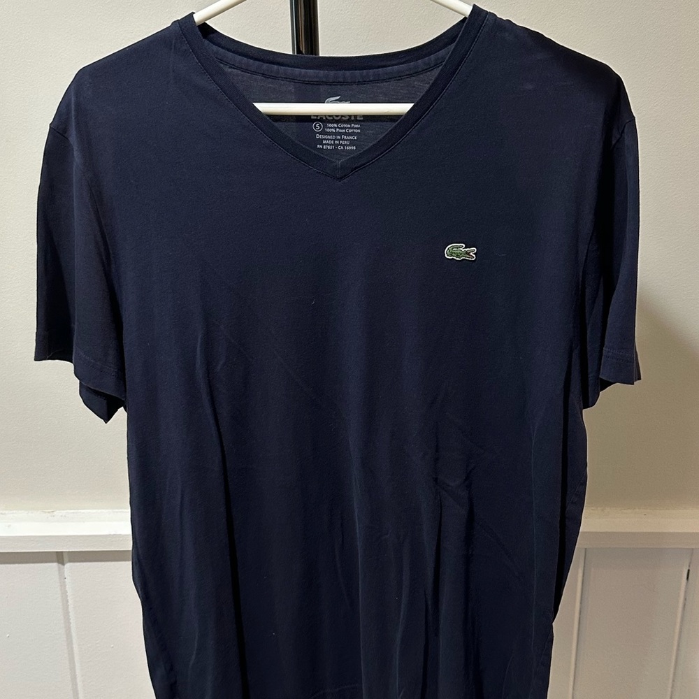 Lacoste Pima V-Neck (Navy)